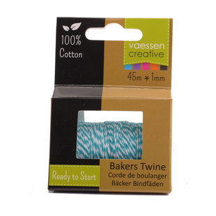 Bakers Twine touw 45m Turkoois-Wit