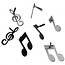 Rayher Brads: Noten + muzieksleutel, 25 mm, 3 soorten, blisterdoos à 14 st.