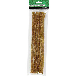 Chenille draad, dikte 6 mm, l: 30 cm, 24 stuks, goud