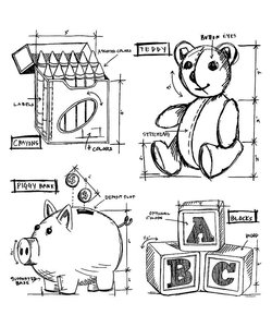 Tim Holtz Cling Stamp Blueprint Childhood