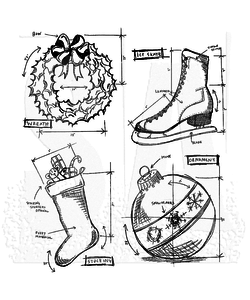 Tim Holtz Cling Stamp Blueprint Christmas nr. 2