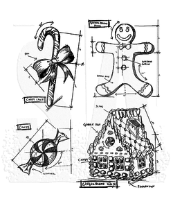 Tim Holtz Cling Stamp Blueprint Christmas nr. 3