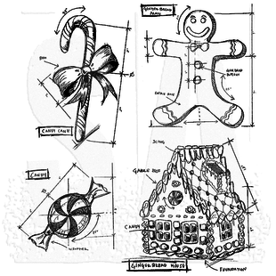 Tim Holtz Cling Stamp Blueprint Christmas nr. 3