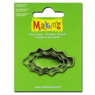Makin's Clay Uitsteekvorm Set 3 st. 2 - 4 cm. Hulstblad