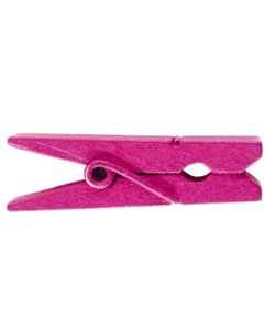 Wasknijpers hout 3,5 cm x12 fuchsia