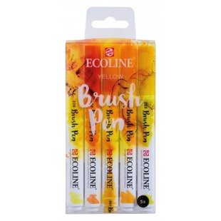 Talens Ecoline Brushpen Set 5st Yellow