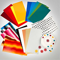 Efco Color Dekor, rood/oranje/geel harmoniet 5 diverse vellen