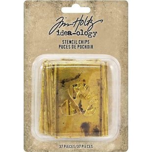 Tim Holtz Idea-Ology Stencil Chips letters 37 pcs Gold