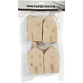 Creotime Papier Mache Huisjes 3x5,5-6,5cm 4st