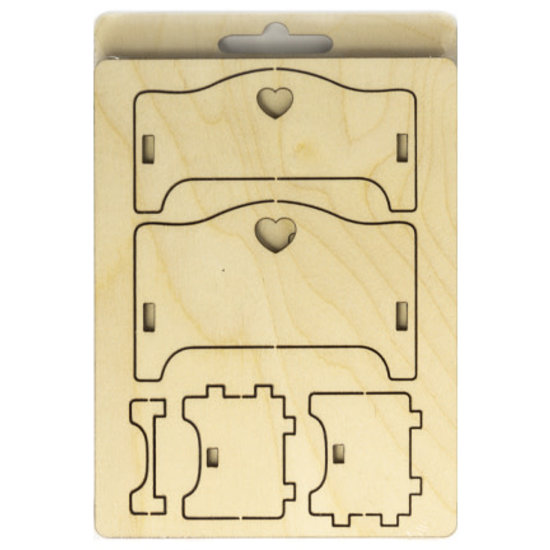 Stafil SpA Houten 3D Poppen Huis Miniaturen Bed 5,4x8,5x11,3cm