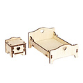 Stafil SpA Houten 3D Poppen Huis Miniaturen Bed 5,4x8,5x11,3cm