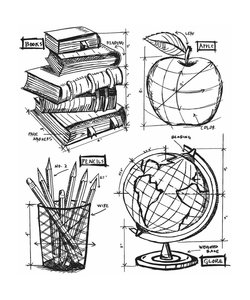 Tim Holtz Cling Stamp Blueprint Schoolhouse