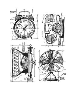 Tim Holtz Cling Stamp Blueprint Vintage Things