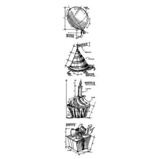 Tim Holtz Tim Holtz Cling Stamp Mini Blueprint Birthday