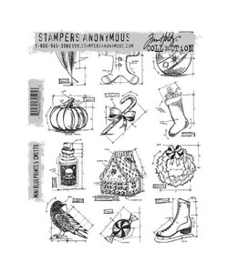 Tim Holtz Cling Stamp Mini Blueprint nr. 5