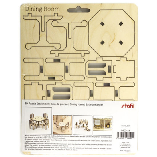 Stafil SpA Houten 3D Poppen huis Miniaturen Eetkamer 5,5x7x7cm