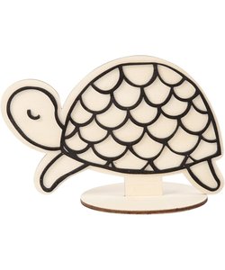 Houten Figuur Schildpad met Voet 10 cm hoog