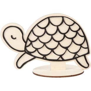 Houten Figuur Schildpad met Voet 10 cm hoog