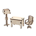 Stafil SpA Houten 3D Poppen huis Miniaturen Kantoor 4,5x5x7,5cm