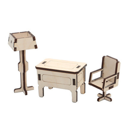 Stafil SpA Houten 3D Poppen huis Miniaturen Kantoor 4,5x5x7,5cm