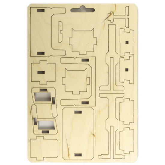 Stafil SpA Houten 3D Poppen huis Miniaturen Kantoor 4,5x5x7,5cm