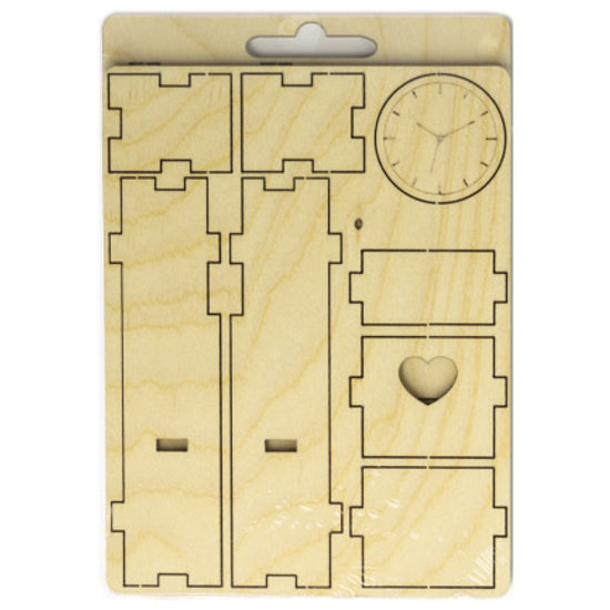 Stafil SpA Houten 3D Poppen huis Miniaturen Wand Klok 3x5x13cm