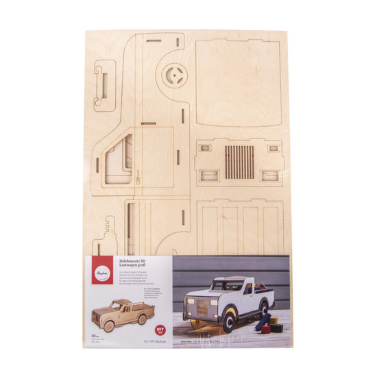 Rayher Houten bouwset 3D Laadwagen groot 51x17,7x20,5cm