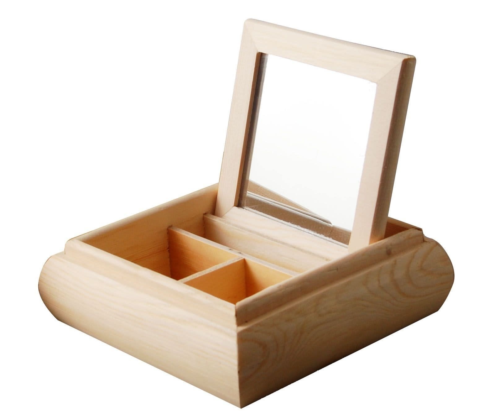 afbreken Geestelijk Bezit Vaessen Creative Houten doos met spiegel met opbergvakken20x20x5cm |  Creaflex