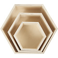 Creotime Houten homedeco doos, Hexagonaal set 3st