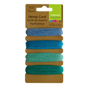 Vaessen Creative Hemp Cord 1mm 4x10m Blauw/Groen