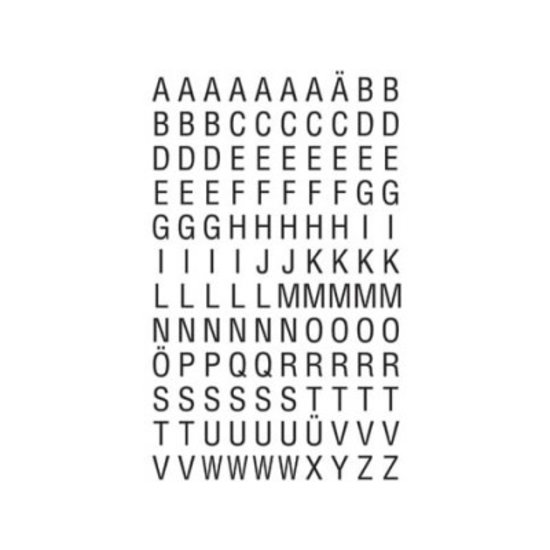 Chromatisch regeling Luik Avery letter teken etiket, zwart op wit 6,5 mm. | Creaflex