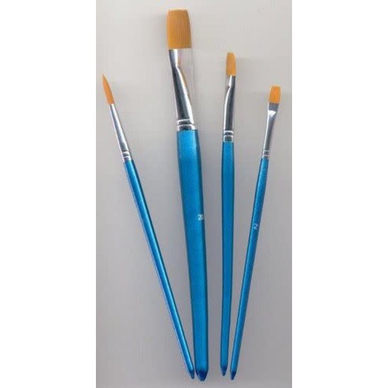 Hobby & Crafting Fun Penselen Set Nylon Plat & Rond 4st