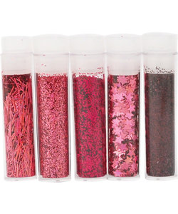 Glitterset assorti Cerise, 5 x 1,8 gr.