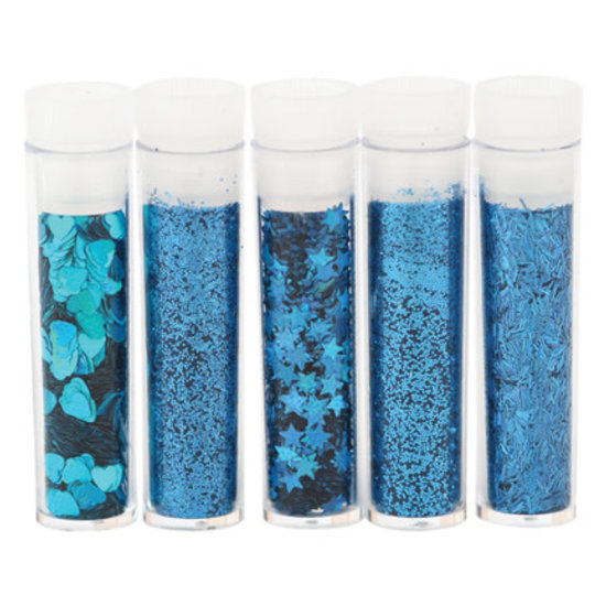 Hobby & Crafting Fun Glitterset assorti Jeans, 5 x 1,8 gr.