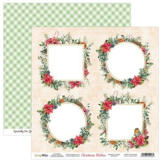 ScrapBoys ScrapBoys Achtergrond Papier Christmas Wishes 30,5x30,5cm  nr. 05