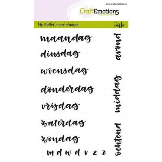 CraftEmotions CraftEmotions Stempel Bullet Journal A6 Dagen 5-10mm