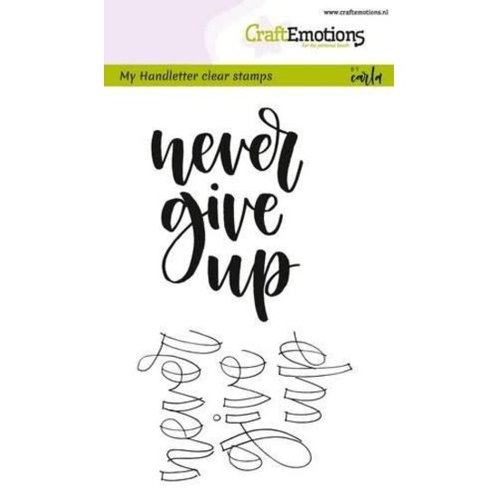 CraftEmotions Craftemotions Clear Stamp Handletter Never Give Up