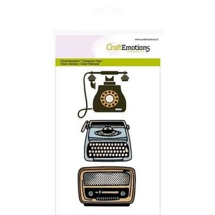 Craftemotions Clear stamp typewriter radio telepho