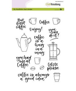 CraftEmotions clearstamp Handletter Coffee please