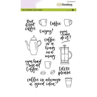 CraftEmotions clearstamp Handletter Coffee please