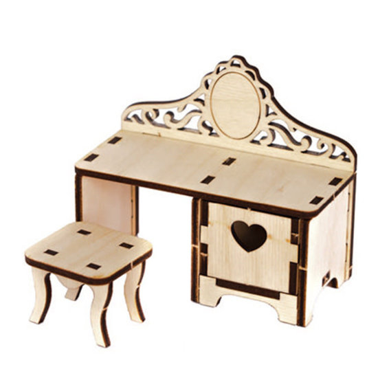 Stafil SpA Houten 3D Poppen huis Miniaturen Kaptafel 5x9x10,5cm