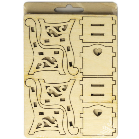 Stafil SpA Houten 3D Poppen huis Miniaturen Tafel & Stoelen 4,3x5,7x13cm