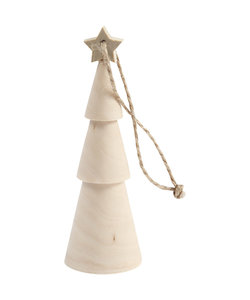 Houten Figuur Kerstboom h:9 cm berkehout