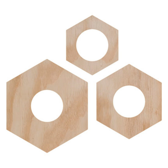 Pronty Houten Hexagon Theelichthouder 3st