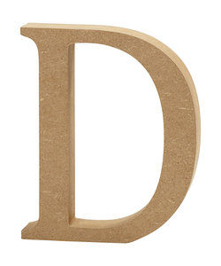 MDF letter/teken, 13 cm. letter D