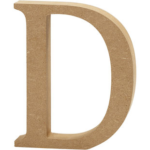 MDF letter/teken, 13 cm. letter D
