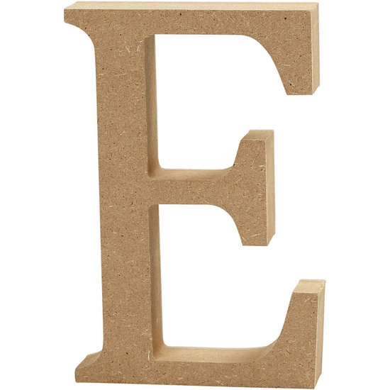 Creotime MDF letter/teken, 13 cm. letter E