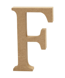 MDF letter/teken, 13 cm. letter F