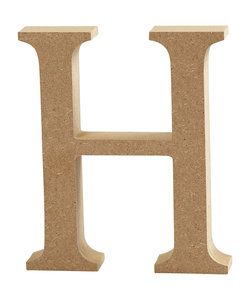 MDF letter/teken, 13 cm. letter H