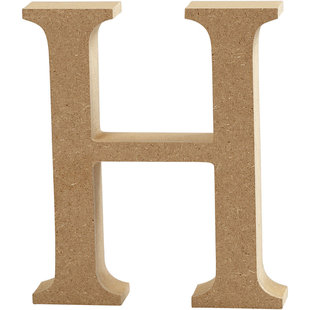 MDF letter/teken, 13 cm. letter H